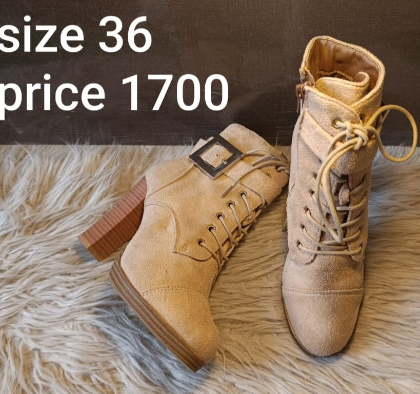 Beige high ankle ladies boots