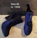 Blue velvet high heels boots