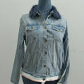 Esmara Faux Fur Trim Denim Jacket with Striped Detail