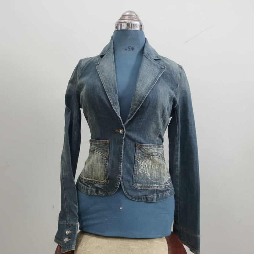 O.N.L.Y Jeans Distressed Denim Blazer